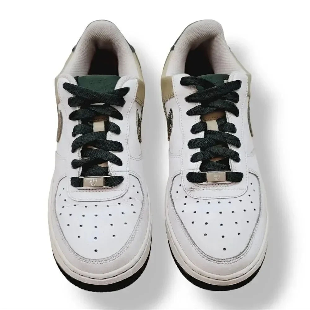 Vintage Y2K Nike Air Force 1 '07 White Dark Army Green Tweed 314192-132 Y5.5/ W7